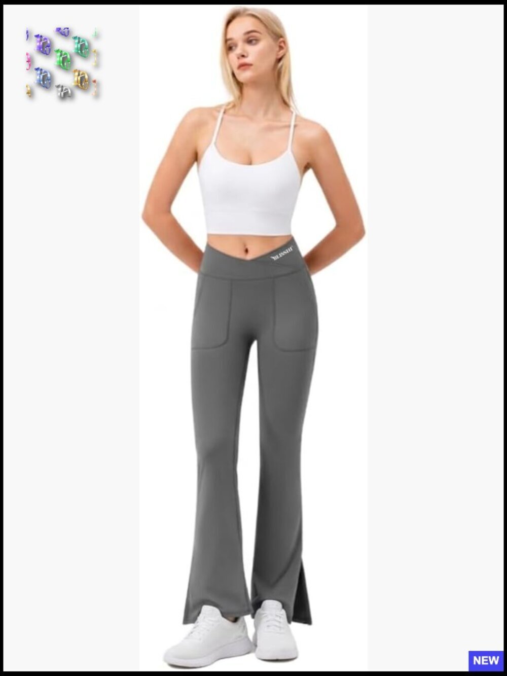 High Waist Bootcut Yoga Pants with Pockets Crossover Flare Leggings